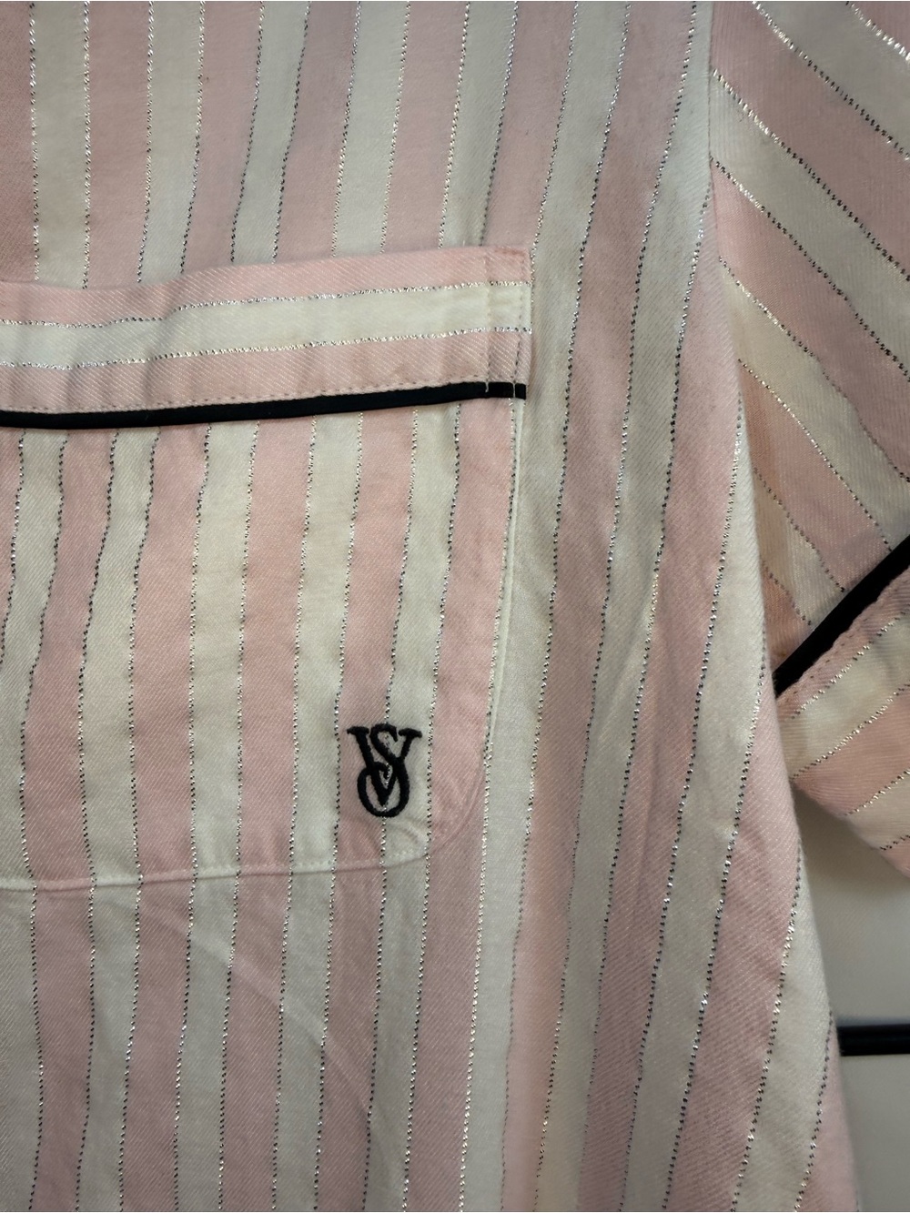 Victorias Secret Pink Stripe Short Pajama Set with Black Trim - Picture 4 of 10